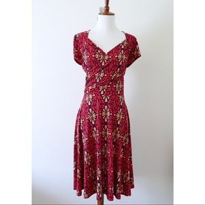 Leota Red Orange Lula Jersey Faux Wrap Dress Short Sleeve Size Medium